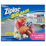 Ziploc Storage Bags, Double Zipper Seal & Expandable Bottom, Extra Large, 4 Count, Big Bag