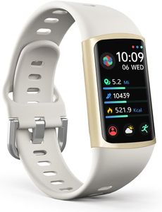 FITVII FINO 2 Slim Fitness Tracker with Blood Pressure, Blood Oxygen, 24/7 Heart Rate & Sleep Tracking, IP68 Waterproof Activity Trackers and Smart Watches with Step Counter, Pedometer for Women Men