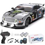 Dollox Remote Control Car 1/16 Scale RC Drift Car 2.4GHz 4WD High Speed 18+KM/H Vehicle with LED Lights and Spray, Extra Drifting Tires Racing Vehicle Toys Birthday Gifts for Adults Boys, 2 Batteries