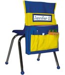 Carson Dellosa 15" W x 19" H Canvas Blue & Yellow Chairback Buddy Pocket Chart, Desk Buddy Pocket Organizer With Name Tag, Chair Pockets for Organizing Classroom Supplies, Chair Pockets for Classrooms