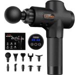 TAIJIMA Massage Gun,Muscle Massage Gun for Athletes,Handheld Deep Tissue Massager,Body Back Muscle Massager with 10 Massage Heads and LCD Touch Screen (Black)