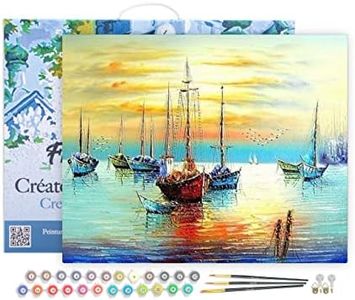 Figured'Art Paint by Numbers Kit for Adults with Frame Sailboats at The Port 16"x20" - Craft Art Painting DIY Kit Canvas Already Stretched on a Wooden Frame
