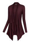 Urban CoCo Women's Vogue Long Sleeve Irregular Hem Open Front Cardigan (Windsor Wine, 2XL)