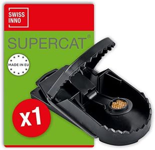 SWISSINNO Rattenfalle SuperCat: Effiziente + Wiederverwendbare Schlagfalle mit ungiftigem Lebensmittel-Köder. Sofort einsatzbereit. Für Innen- + Außen. Made in EU: 1x Falle