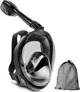 180°Full Face Snorkel Mask, Necomi Diving Mask, Free Breathing Design with Detachable Camera Mount Anti-Fogging Anti-Leak Professional Snorkel Set to Adults Youths (S/M)