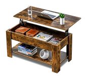 Wood Coffee Table, Coffee Table With Storage, Lift Top Coffee Table For Living Room With Storage Shelf Rectangular Lift-Top Sofa End Tea Table for Living Room, Rustic Brown, 100L x 50W x (42-57) H cm