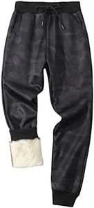 Gihuo Men's Winter Fleece Pants Sherpa Lined Sweatpants Active Running Camo Print Jogger Pants(BlackCamo-L)