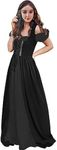 Abaowedding Renaissance Dress Women Medieval Dress Medieval Costumes Women, All Black 2XL/3XL