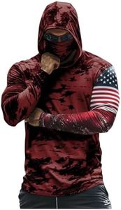 Men' Performance Fishing Hoodie Shirt UPF 50+ Sun Protection Long Sleeve UV SPF T-Shirts Rash Guard with Face Mask