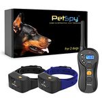 PetSpy P620 Dog Training Shock Collar for Dogs with Vibration, Electric Shock, Beep; Rechargeable and Waterproof Remote Trainer E-Collar - 10-140 lbs (Two Dogs)