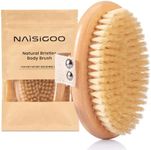 Dry Brushing Body Brush, NAISIGOO Natural Bristle Exfoliating Body Brush, Dry Brush for Lymphatic Drainage Massager, Wet and Dry Body Brush, Reduce Dead Skin & Cellulite, Enhance Blood Circulation