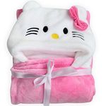 BRANDONN Baby Blanket Newborn Pack of Multi Purpose Wrapper Blanket, Bath Robe Baby Bath Towel for Baby Boys and Baby Girls(0-6 Months, Pink Kitty)