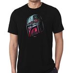 PdlPrint Unisex Regular Fit Star Wars The Mandalorian Reflection Helmet Graphic Printed T-Shirt/Star Wars Universe T-Shirt (Black - XXXL) (Size 48)