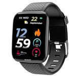 M I D116 Fitness Band Smart Watch for Men, Women, Boys, Girls, Kids – Single Touch Interface, Water Resistant, Workout Modes, Quick Charge Sports Smartwatch – Black I