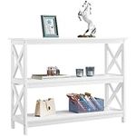 YAHEETECH 3 Tier X-Design Console Table, Occasional Sofa Table for Entryway/Hallway, Accent Tables w/Storage Shelves, Living Room Entry Hall Table Furniture, White