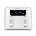 Tower T17137WHT Vortx 8.5L Dual Basket Air Fryer with Dual Cook Function, 2400W, White & Chrome