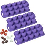 Bakerpan Silicone Chocolate Heart Mold - Set of 3 - Heart Shaped Jelly and Ice Cube Tray, Gummies, Candy Mold, Valentines Day Molds, 15 Cavities