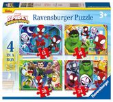 Ravensburger Marvel Spidey & His Amazing Friends Spiderman Jigsaw Puzzles for Kids Age 3 Years Up - 4 in a Box (12, 16, 20, 24 Pieces)