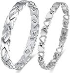 Vicmag Magnetic Bracelets for Women Titanium Steel Brazaletes Ultra Strength Magnetic Adjustable with Removal Tool and Gift Box (2 PCS Crystal Silver)