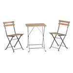 Lavish Home 80-OUTD BR, Brown Folding Patio Bistro Set – 3-Piece Acacia Wood and Steel Café Table and Chairs for Porch, Deck, Garden, or Balcony Furniture