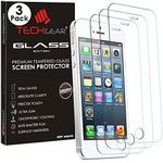 TECHGEAR [3 Pack Screen Protectors for iPhone SE 2016 / 5s / 5c / 5, GLASS Edition Genuine Tempered Glass Screen Protector Guard Cover Compatible with Apple iPhone SE 2016 / 5s / 5c / 5