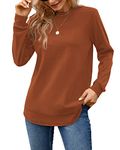 MOLERANI Sweatshirts for Women Casual Long Sleeve Crewneck Shirts Tunic Tops,Caramel2,3XL