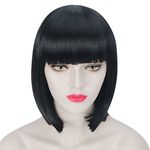 DSY 14 inches Halloween Party Short Straight Black Bob Hair Wigs