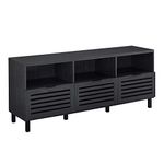 Walker Edison Furniture Company Modern Wood Stand with Slat TV's up to 65" Flat Screen Living Room Storage Cabinet Doors and Shelves Entertainment Center, 58 Inch, Graphite