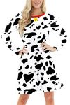 Deerose Women Halloween Dress Funny Fruits Printed Long Sleeve A Line Dresses, Dalmatians, Large