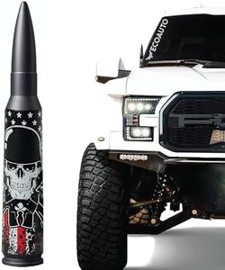 EcoAuto Badass Car Antenna Replacement for Dodge Ram & Ford F150 F250 F350 Super Duty Ford Raptor Bronco Trucks - Anti-Theft Design - Radio Antenna for Truck 1990 - Current (American Skull Black)