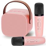 Kingci Mini Karaoke Machine for Kids, Ideal Christmas Birthday Gifts for Girls Boys Teens Adults, Karaoke Wireless Microphone for 4 5 6 7 8 9 10 11 12+ Year Old Girls Family Home Party (Pink)