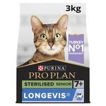 PRO PLAN® Senior 7+ STERILISED LONGEVIS® Rich in Turkey Dry Cat Food 3kg, For Neutered Cats