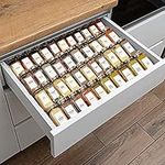 Clear Acrylic Spice Drawer Organizer, 4 Tier- 2 Set Expandable From 13" to 26" Seasoning Jars Drawers Insert, Kitchen Spice Rack Tray for Drawer/Countertop (Jars and Labels not included)