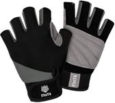 FitsT4 Sports Half Finger Padded Palm Gloves for Diving, Sailing, Jet Skiing, Stand-UP Boarding, Kayaking and Water Skiing, Suitable for Men&Women&Youth Gray XL