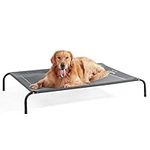 Bedsure Large Elevated Outdoor Dog Bed - Raised Dog Cot for Large Dogs, Portable Outdoor Pet Bed for Camping or Beach, Cooling Summer Frame with Breathable Mesh, Grey, 49 Inches