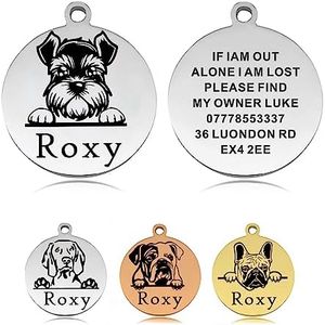 Dog Tags for Pets Engraved UK Personalised Dog Tag Dog Name Tag Dog Tags Dog ID Tag Custom Stainless Steel Dog ID Tags for Puppy Dogs Pet Dog (Silver L, Round)