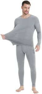 NACHILA Men's Thermal Underwear-Viscose Made from Bamboo,Long Johns Soft Sleepwear Long Sleeve Pajamas Base Layer Set Heather Grey XL