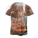 OPLOJUEAEW Custom T-Shirt Personlized Photo Text Shirt All Over Print Tees Design Your Own Crew Neck Shirt for Men Women