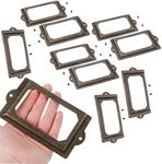 Dophee 10Pcs 4.92"x2.72" Antique Bronze Cabinet Drawer Door Label Tag Frame Pull Handle File Name Card Holder