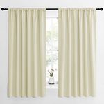 NICETOWN Blackout Curtains for Bedroom, Home Decorations Thermal Insulated Solid Rod Pocket Blackout Drapes for Cafe (Beige, One Pair, 62 x 63-inch)