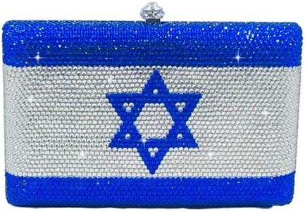 Boutique De FGG Israel National Flag Crystal Clutch Purses for Women Formal Evening Bags Party Prom Rhinestones Clutches Bags,Mini