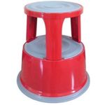 Janrax Red Metal Step Kick Stool - Retail Warehouse Heavy Duty 150kg Capacity