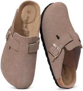 Asgard Genuine Suede Clogs for Women Men Leather Mules Arch Support Potato Shoes with Comfort Cork Footbed Light Mocha 42