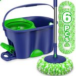 Spin Mop and Bucket Set for Home: EHADOO Spin Mop for Floor Cleaning with 6 Microfiber Washable Heads - Bucket System for Hardwood Tiles Laminate Vinyl