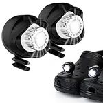 Croc Lights, Headlights for Clogs 2pcs, Flashlight Attachment for Crocs, IPX5 Waterproof LED Light Charms for Men Women Kids, Clip on Clog Headlight Flash Lights for Crock Garden Shoe, Black