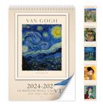 Vertical Wall Calendar, Artist Hanging Calendar from July 2024 to December 2025, 18 Months (8.3" x11.7")|Van Gogh, Monet, Matisse, Klimt,Picasso|Large Monthly Grid|Wall Art Home Decor| Back to School