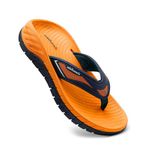 SOLETHREADS GORGE | Flipflops for Men | Stylish| Cushion | Lightweight | Casual | Trendy | Anti-Skid | Waterproof | Comfort | Durable | Outdoor | Indoor | Slippers |Everyday Flip Flop | ORANGE | UK 7