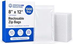 Spartan Industrial - 8” X 12” (1000 Count) 2 Mil Clear Reclosable Zip Plastic Poly Bags with Resealable Lock Seal Zipper