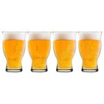 USA Made Nucleated Tulip Pint Glasses for Better Head Retention, Aroma and Flavor- 16 oz Ultimate Pint Glass for Beer Drinking- IPA Beer Glasses For Men- Cool Beer Glass Stackable Design- 4 Pack