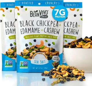 BeanVIVO Plant Based Protein Snacks - (7 Gram Protein) Sea Salt Flavor with Dried Edamame, Roasted Cashew and Chickpeas - Non-GMO Crunchy Salad Toppers - High-Protein and Rich in Fiber - 3Pack (4.5 oz Each Pouch)